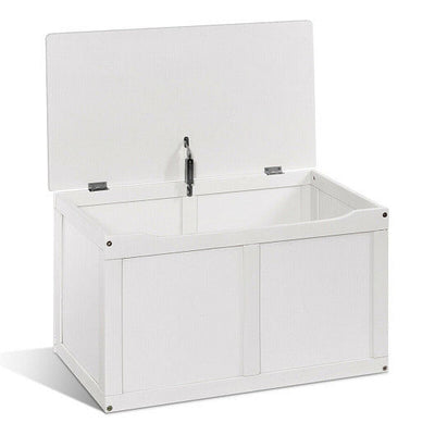 Safety Hinge Wooden Chest Organizer Toy Storage Box-Gray-0